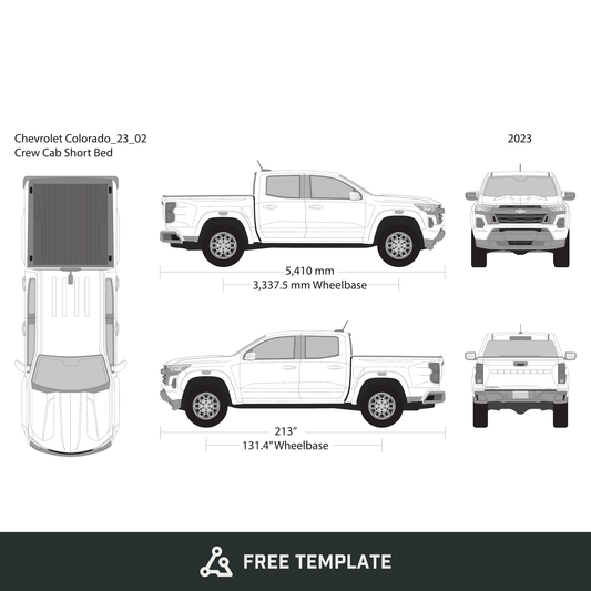 2023 Chevy Colorado free vector vehicle wrap template - GravBase