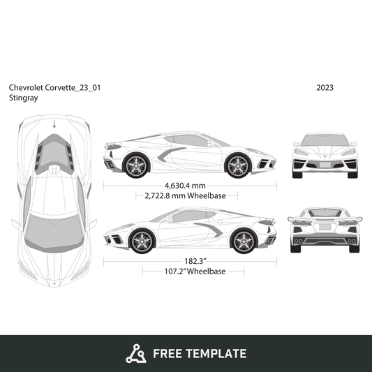 2023 Chevy Corvette free vector vehicle wrap template - GravBase