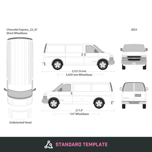 2023 Chevy Express vector wrap template V01, Design-Ready PDF - GravBase