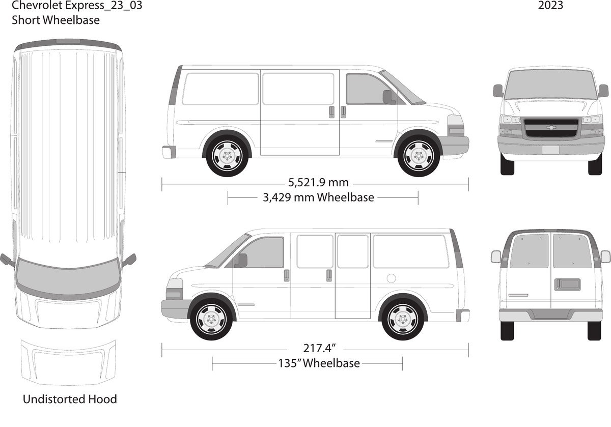 2023 Chevy Express vector wrap template V03, Design-Ready PDF - GravBase