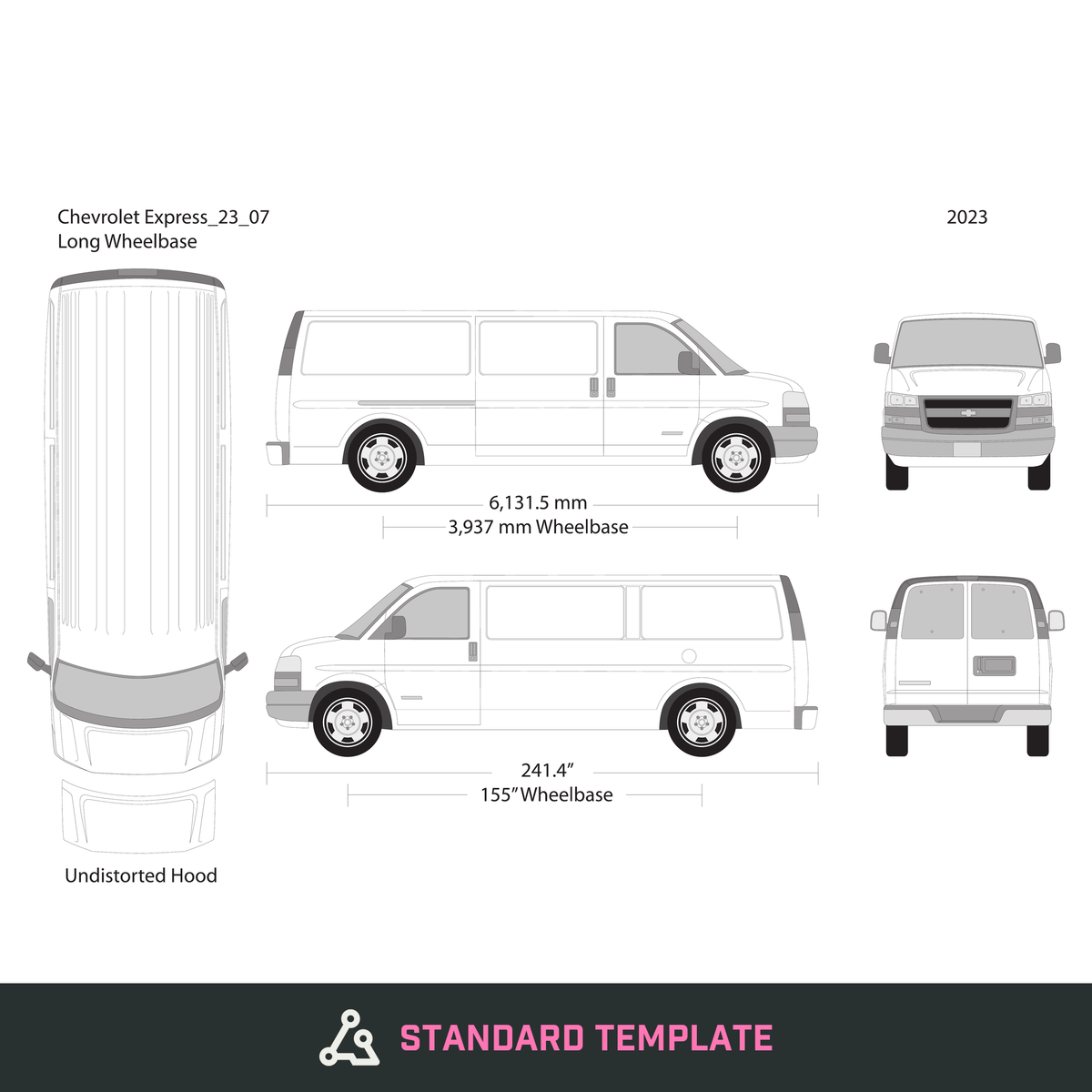 2023 Chevy Express vector wrap template V07, Design-Ready PDF - GravBase
