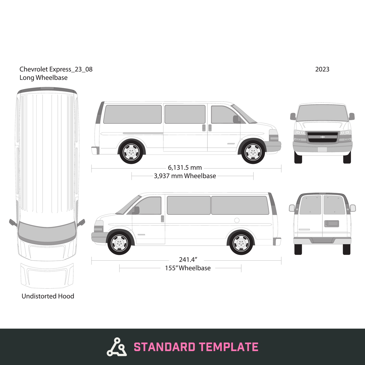 2023 Chevy Express vector wrap template V08, Design-Ready PDF - GravBase