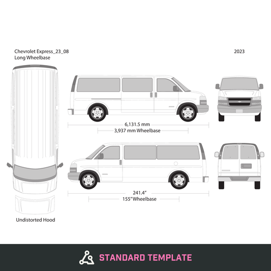 2023 Chevy Express vector wrap template V08, Design-Ready PDF - GravBase
