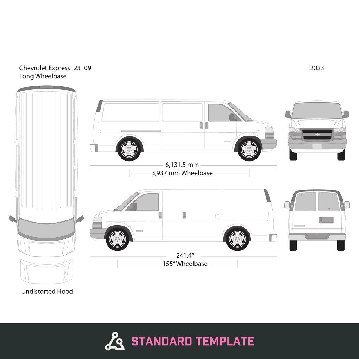 2023 Chevy Express vector wrap template V09, Design-Ready PDF - GravBase