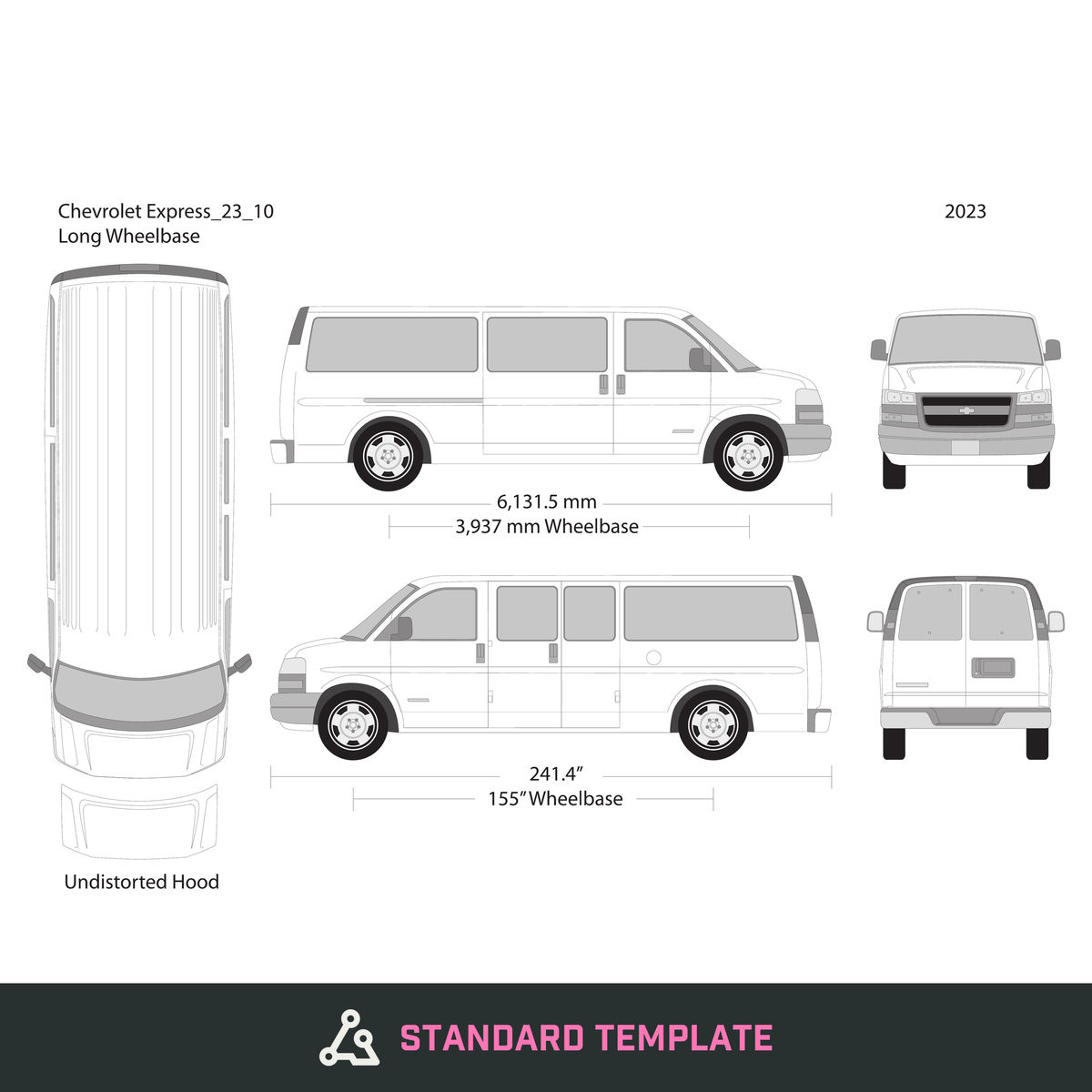 2023 Chevy Express vector wrap template V10, Design-Ready PDF - GravBase