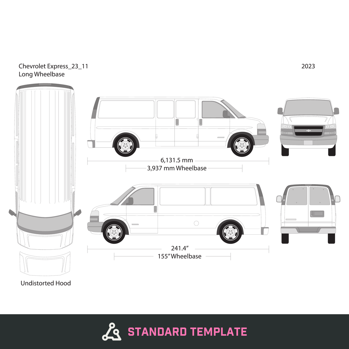 2023 Chevy Express vector wrap template V11, Design-Ready PDF - GravBase