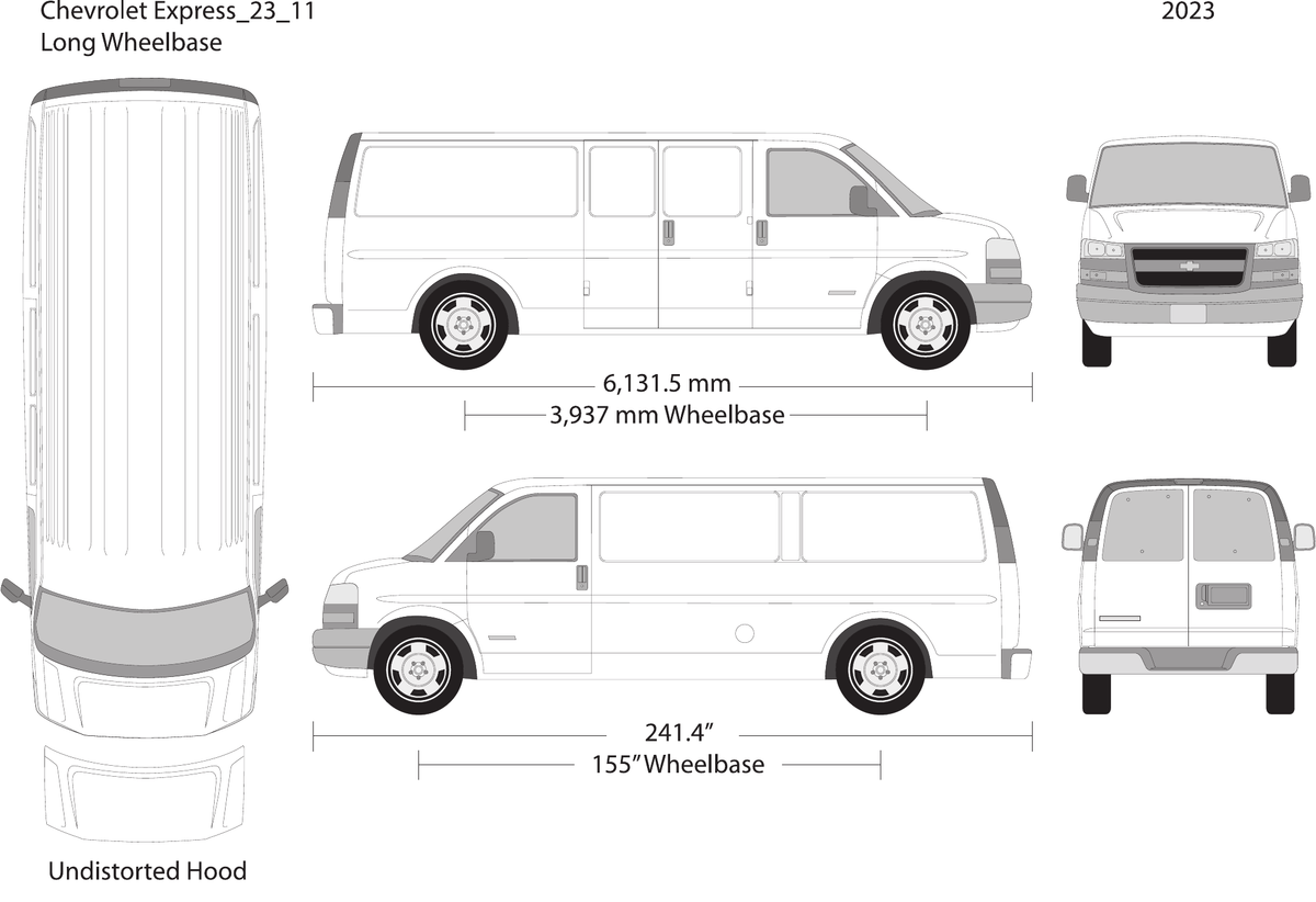 2023 Chevy Express vector wrap template V11, Design-Ready PDF - GravBase