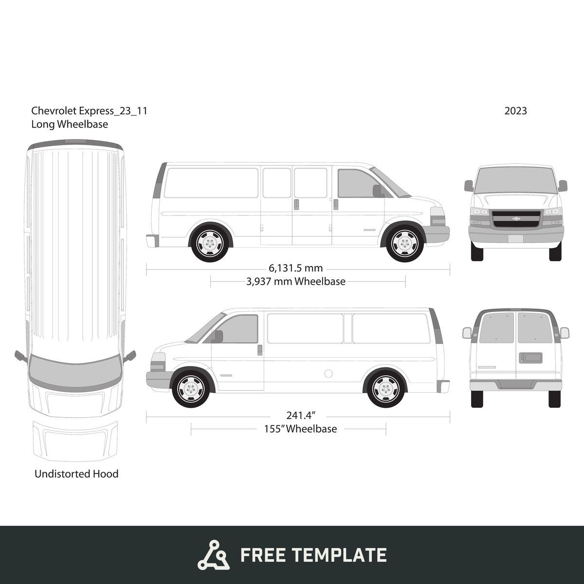 2023 Chevy Express free vector vehicle wrap template - GravBase