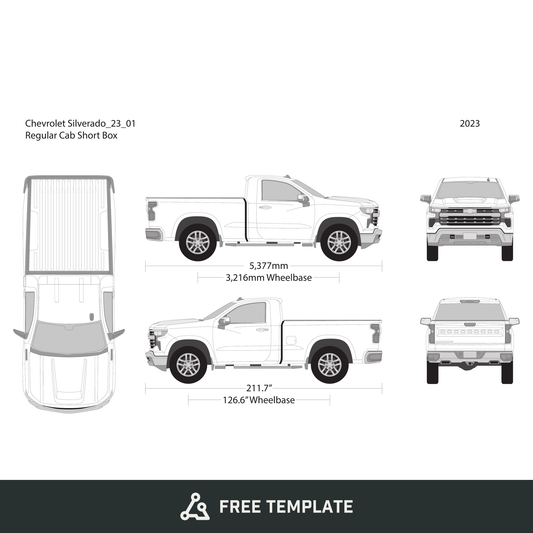 2023 Chevy Silverado 1500 free vector vehicle wrap template - GravBase