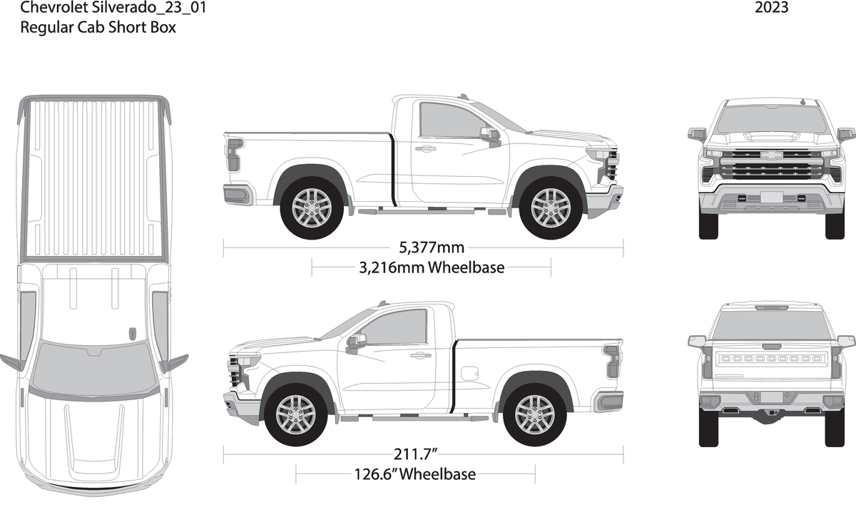 2023 Chevy Silverado 1500 V01 Vehicle Wrap Template