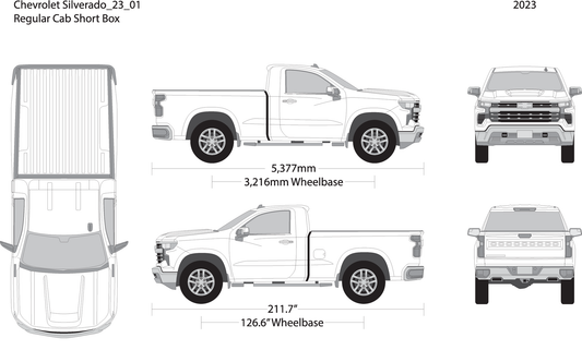 2023 Chevy Silverado 1500 V01 Vehicle Wrap Template