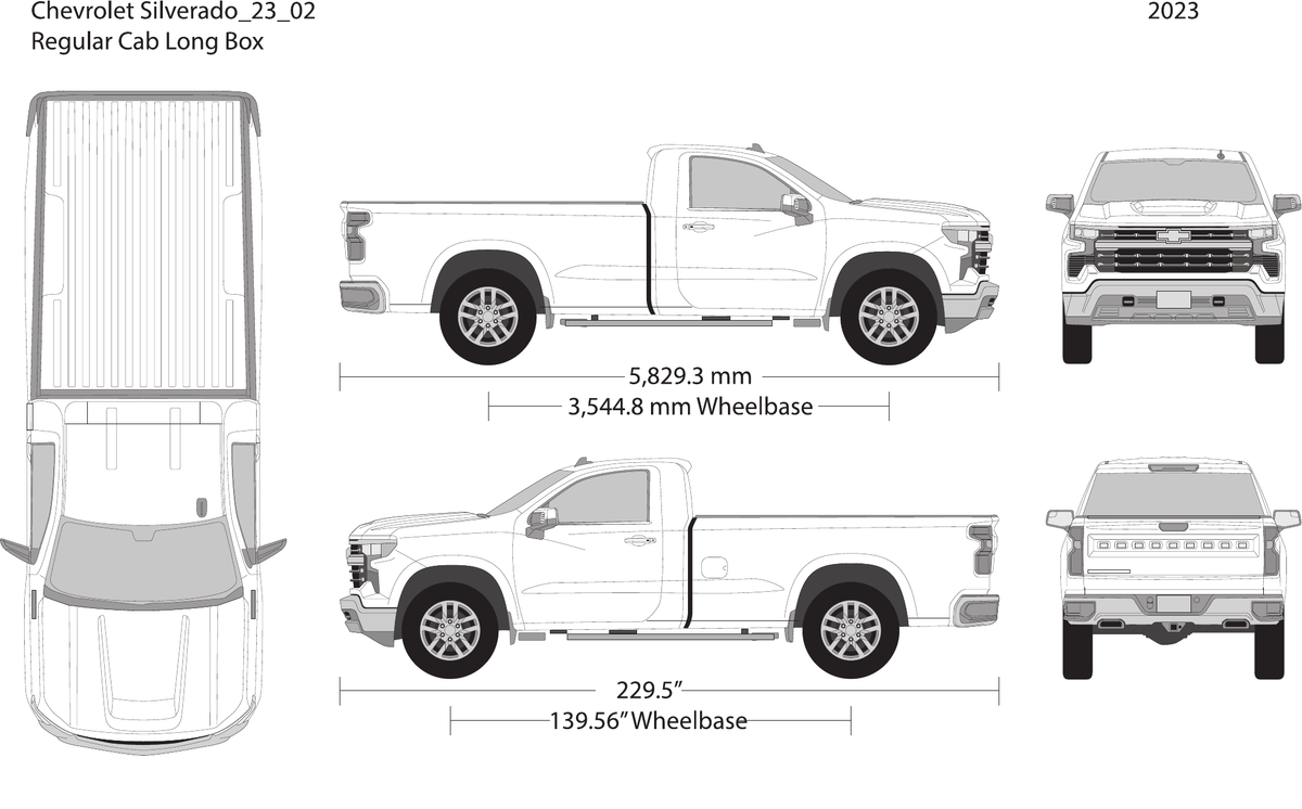 2023 Chevy Silverado 1500 vector wrap template V02, Design-Ready PDF - GravBase