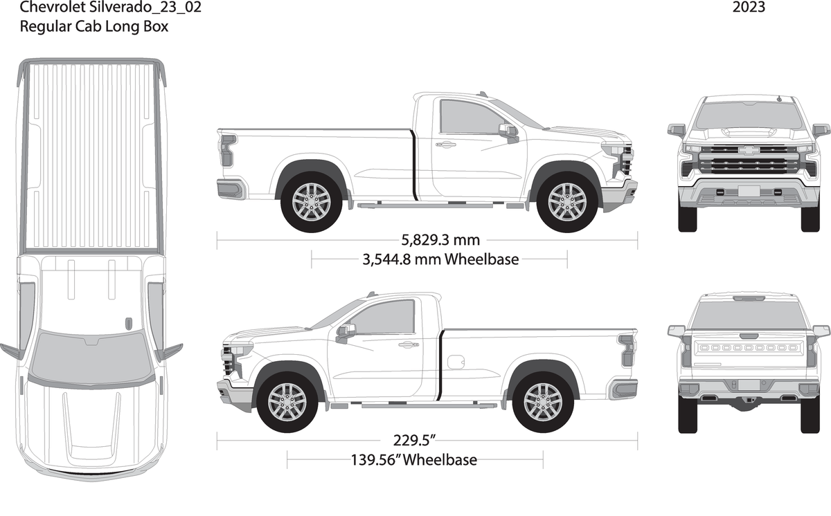 2023 Chevy Silverado 1500 V02 Vehicle Wrap Template
