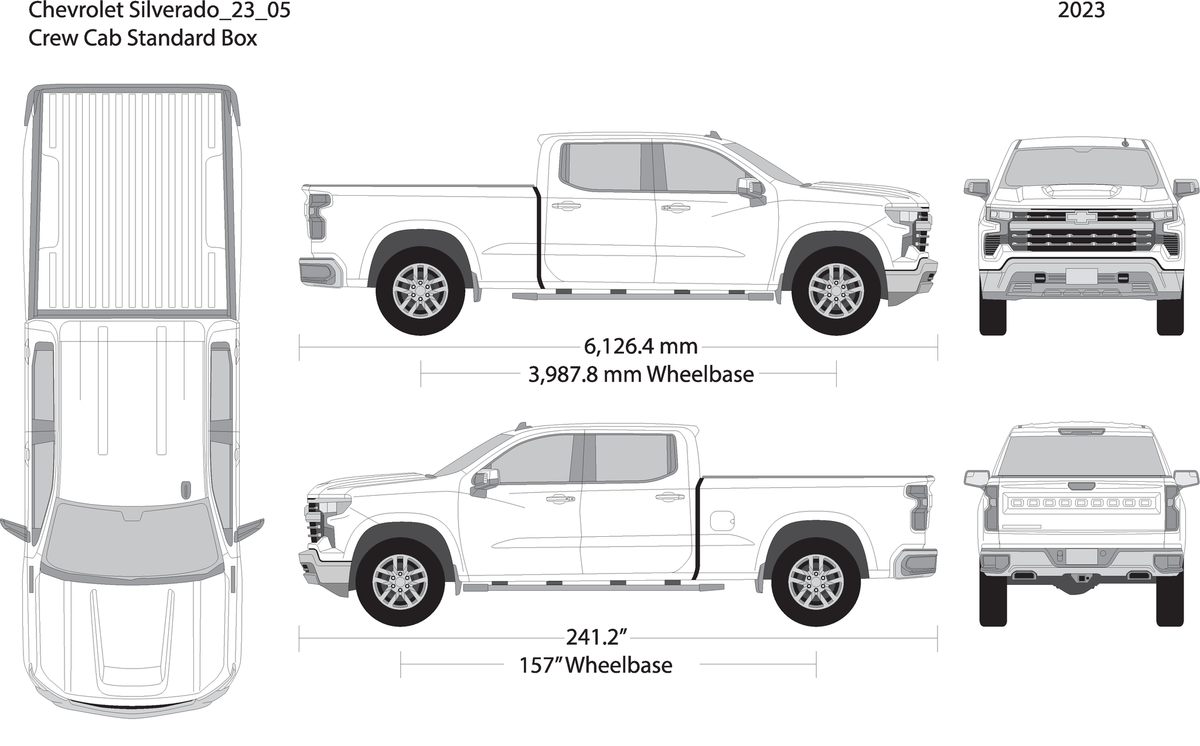 2023 Chevy Silverado 1500 V05 Vehicle Wrap Template