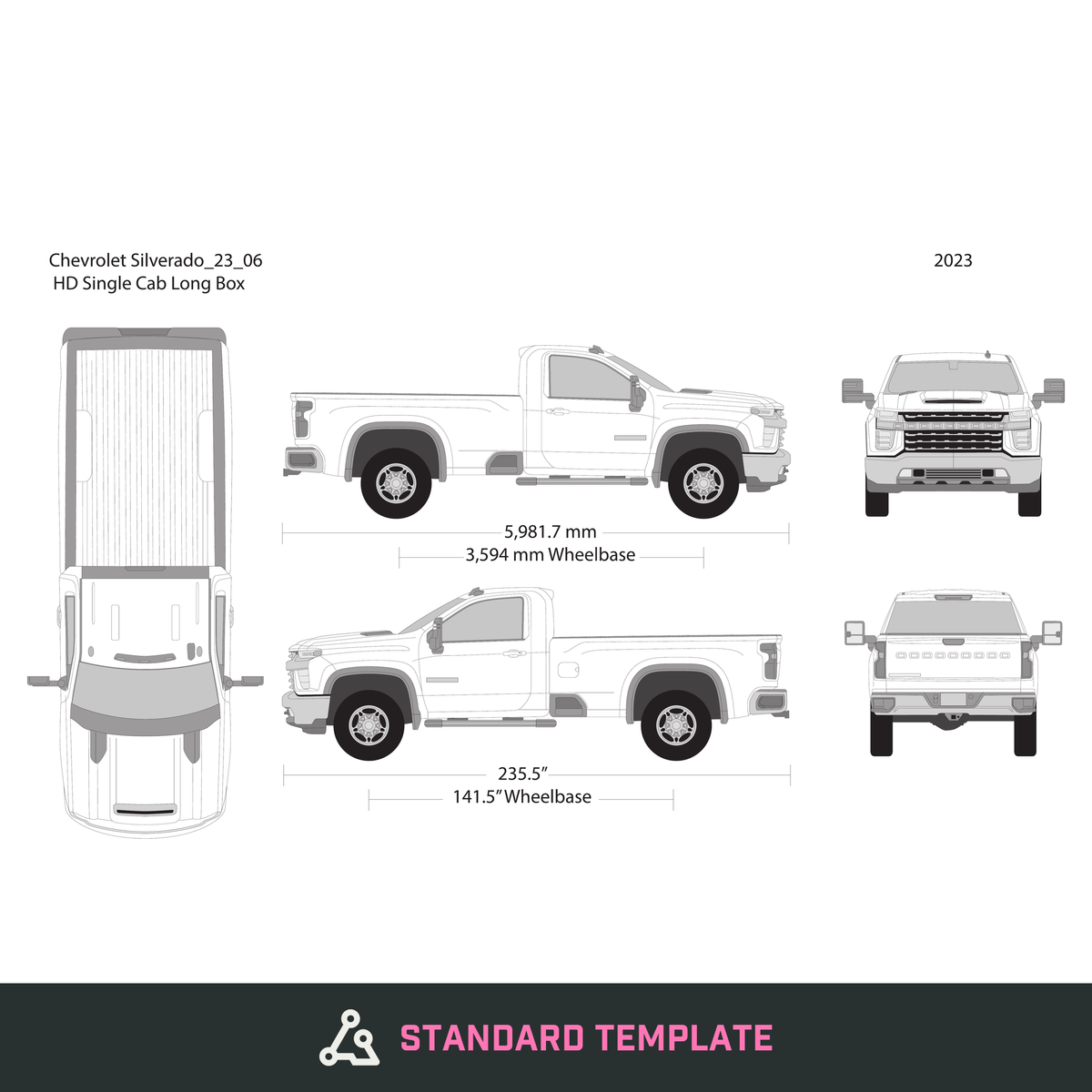 2023 Chevy Silverado 2500-3500 HD vector wrap template V06, Design-Ready PDF - GravBase