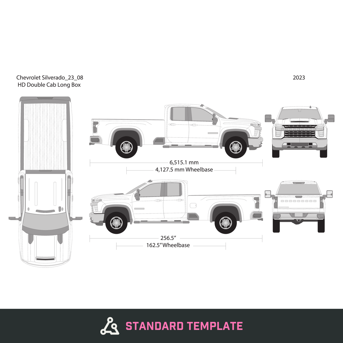 2023 Chevy Silverado 2500-3500 HD vector wrap template V08, Design-Ready PDF - GravBase