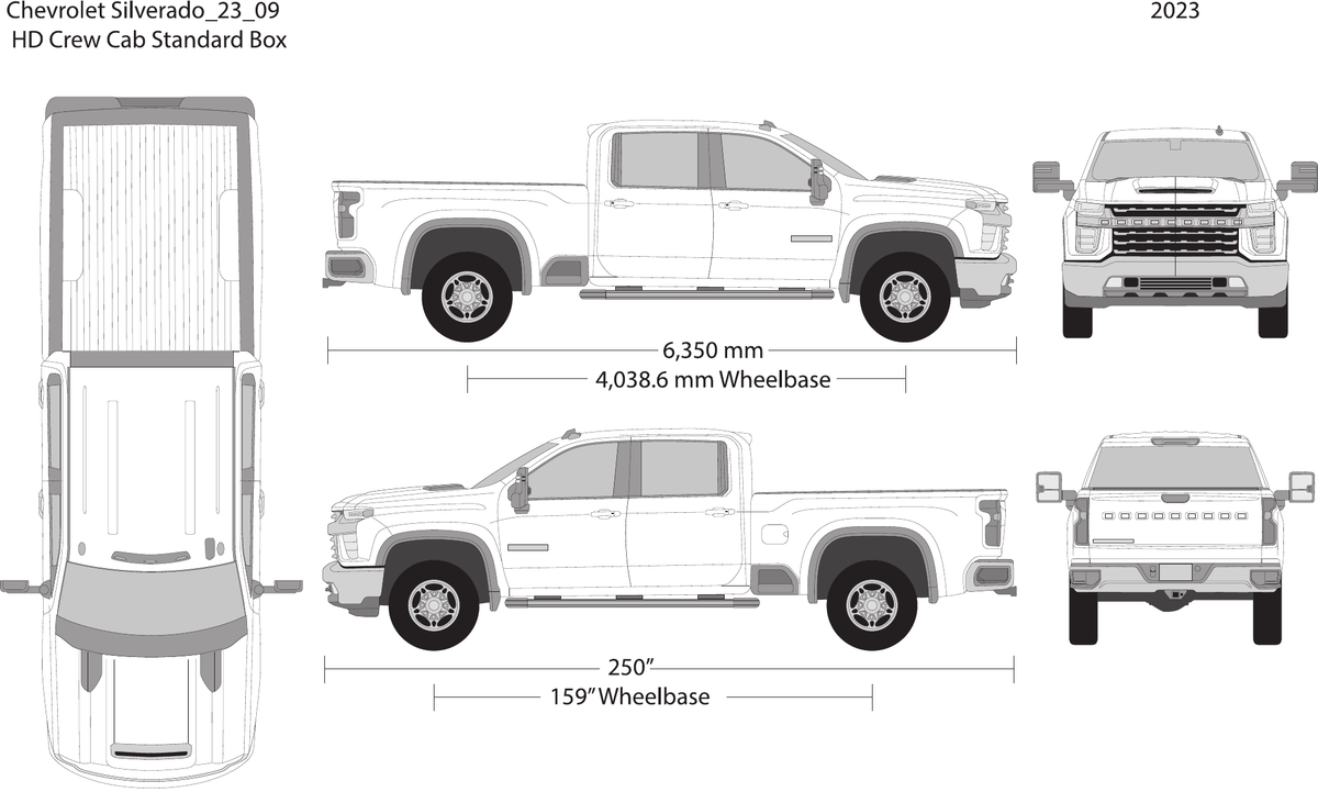 2023 Chevy Silverado 2500-3500 HD vector wrap template V09, Design-Ready PDF - GravBase