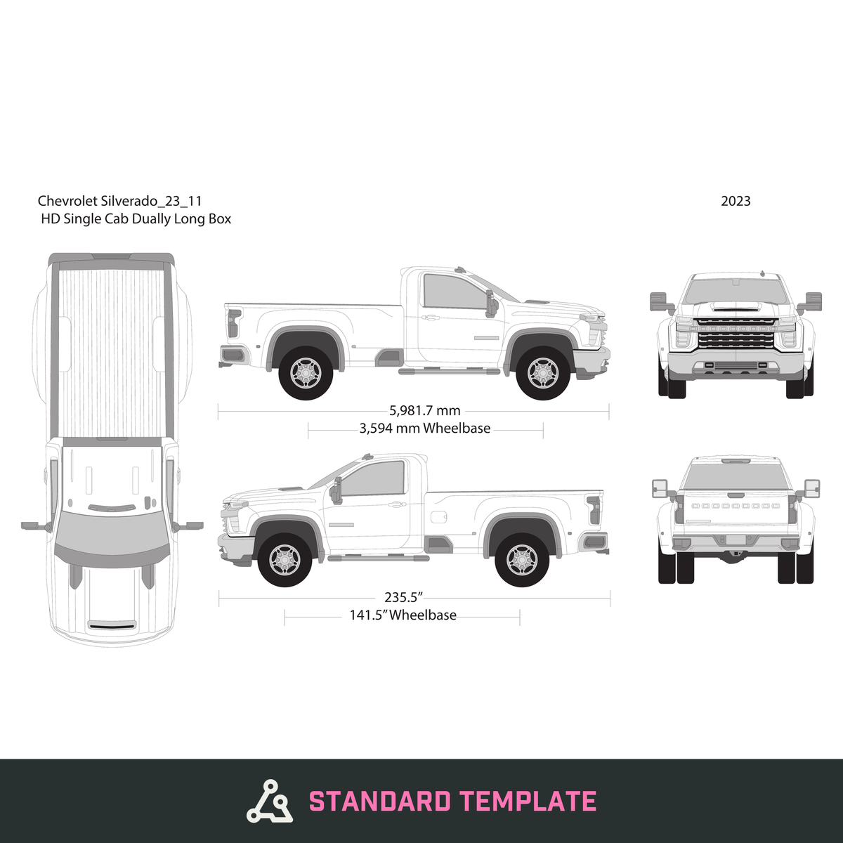 2023 Chevy Silverado 2500-3500 HD vector wrap template V11, Design-Ready PDF - GravBase