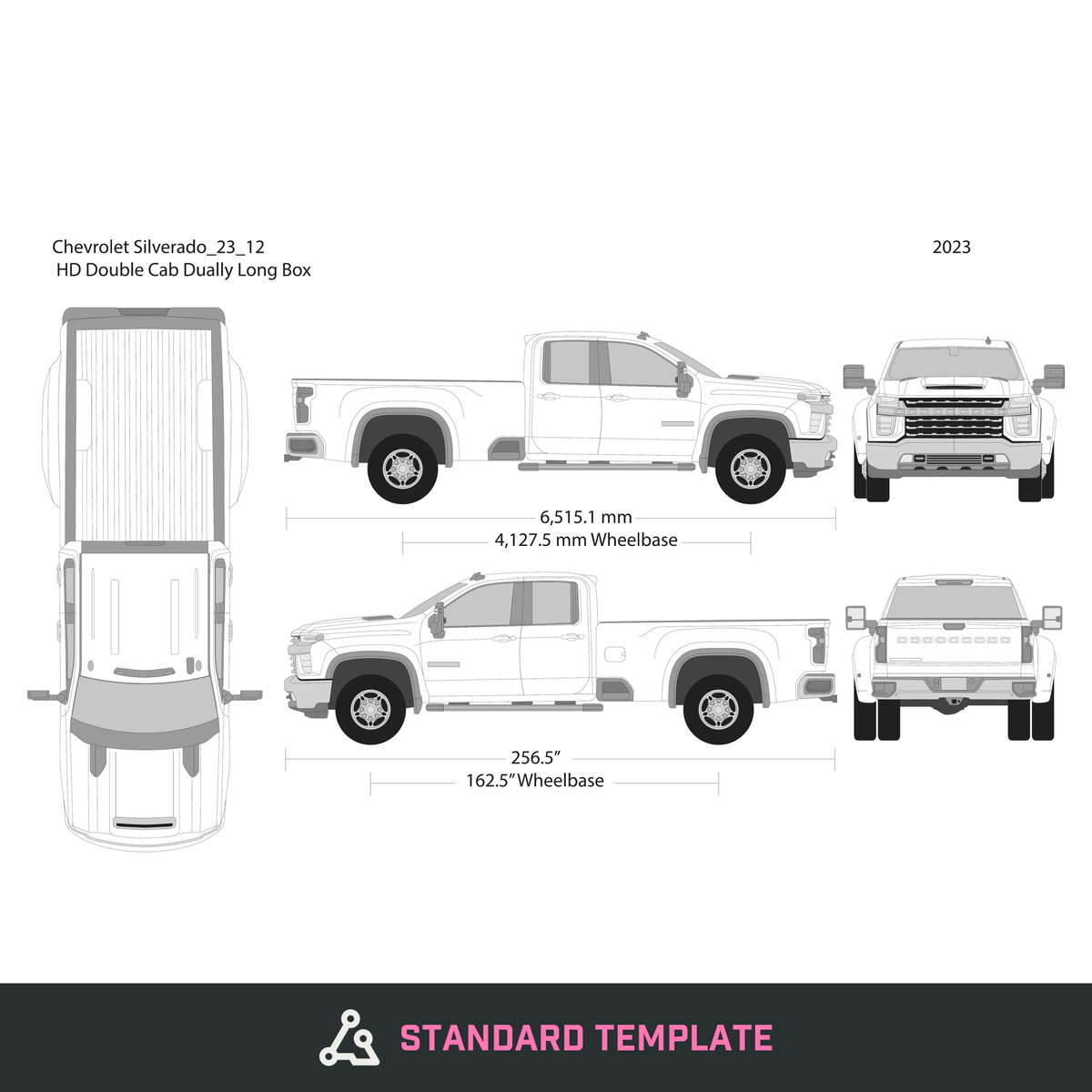 2023 Chevy Silverado 2500-3500 HD vector wrap template V12, Design-Ready PDF - GravBase