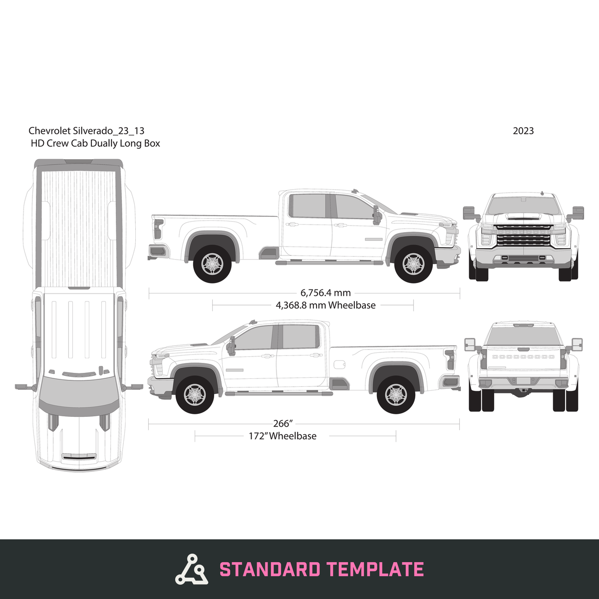 2023 Chevy Silverado 2500-3500 HD vector wrap template V13, Design-Ready PDF - GravBase