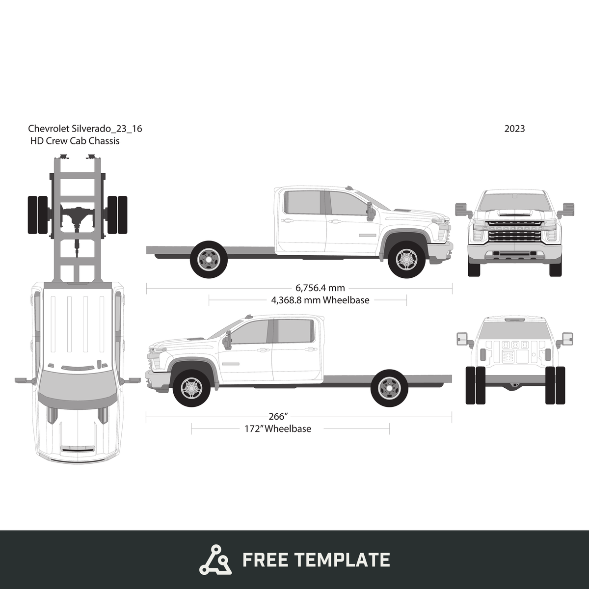 2023 Chevy Silverado 2500-3500 HD free vector vehicle wrap template - GravBase
