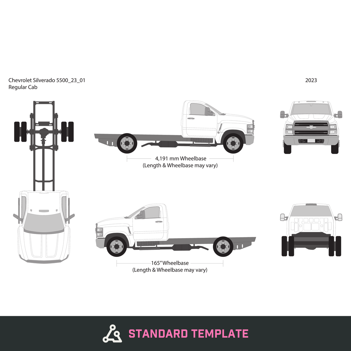 2023 Chevy Siverado 5500 vector wrap template V01, Design-Ready PDF - GravBase