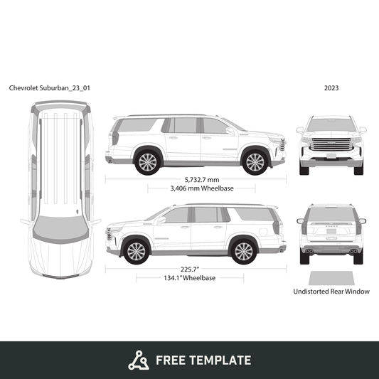 2023 Chevy Suburban free vector vehicle wrap template - GravBase