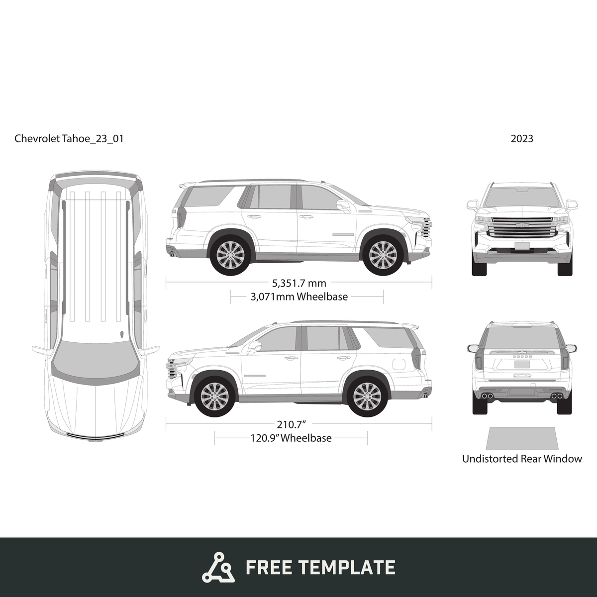 2023 Chevy Tahoe free vector vehicle wrap template - GravBase