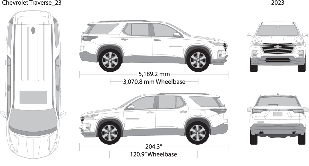 2023 Chevy Traverse V23 Vehicle Wrap Template