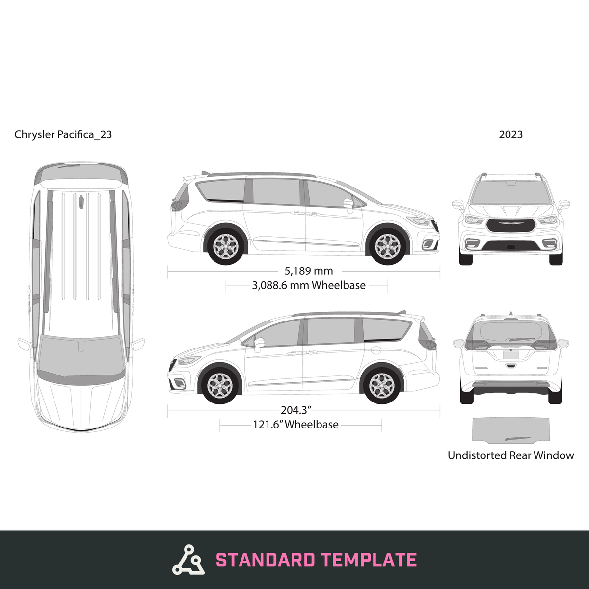 2023 Chrysler Pacifica vector wrap template, Design-Ready PDF - GravBase