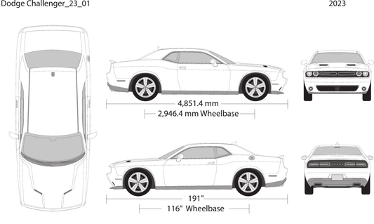 2023 Dodge Challenger vector wrap template, Design-Ready PDF - GravBase