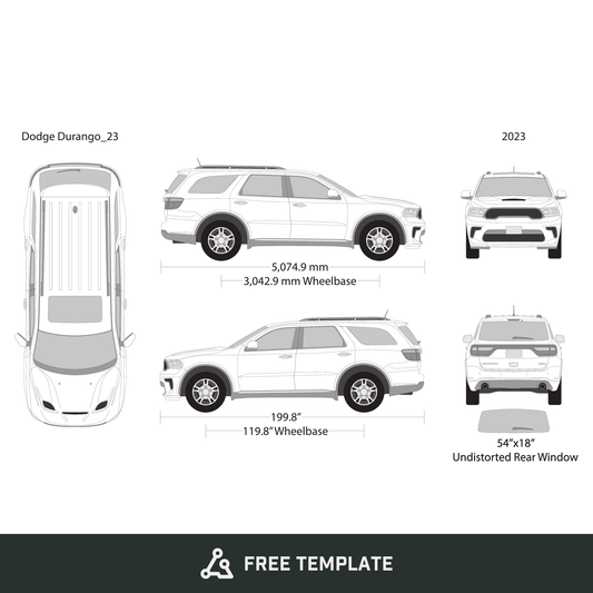 2023 Dodge Durango free vector vehicle wrap template - GravBase