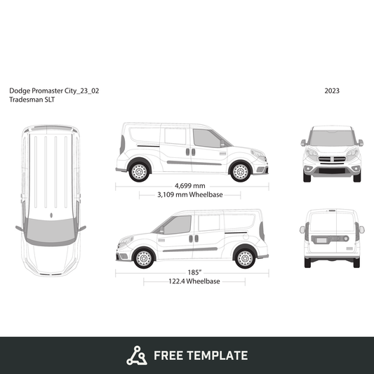 2023 Dodge Promaster City free vector vehicle wrap template - GravBase