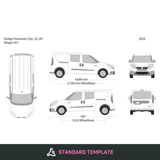 2023 Dodge Promaster City vector wrap template V04, Design-Ready PDF - GravBase