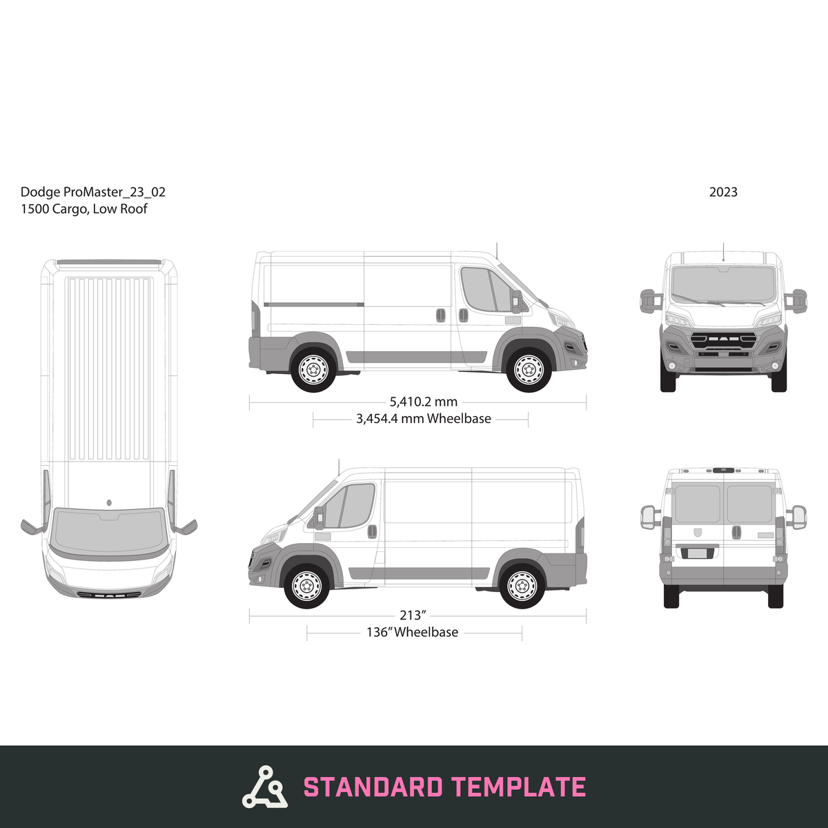 2023 Dodge Promaster vector wrap template V02, Design-Ready PDF - GravBase