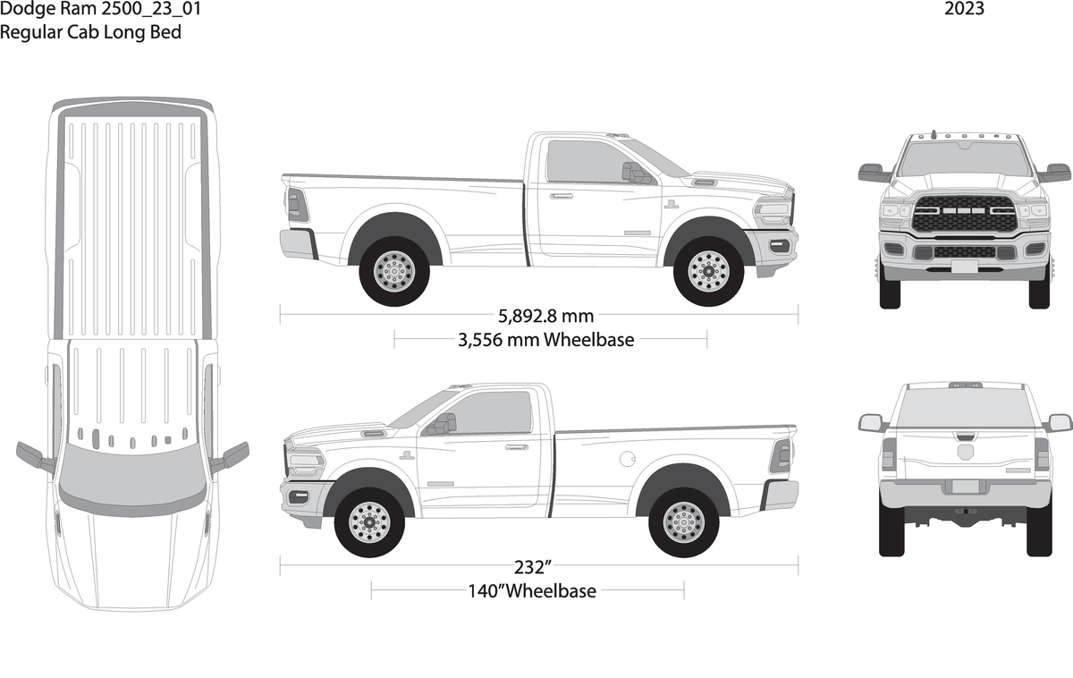 2023 Dodge Ram 2500 3500 V01 Vehicle Wrap Template