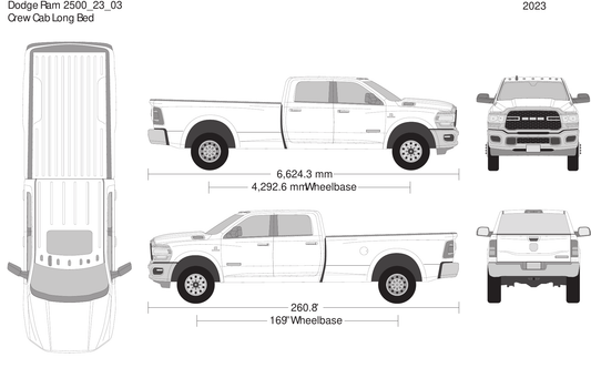 2023 Dodge Ram 2500_3500 vector wrap template V03, Design-Ready PDF - GravBase
