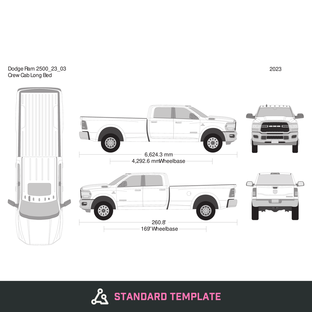 2023 Dodge Ram 2500_3500 vector wrap template V03, Design-Ready PDF - GravBase