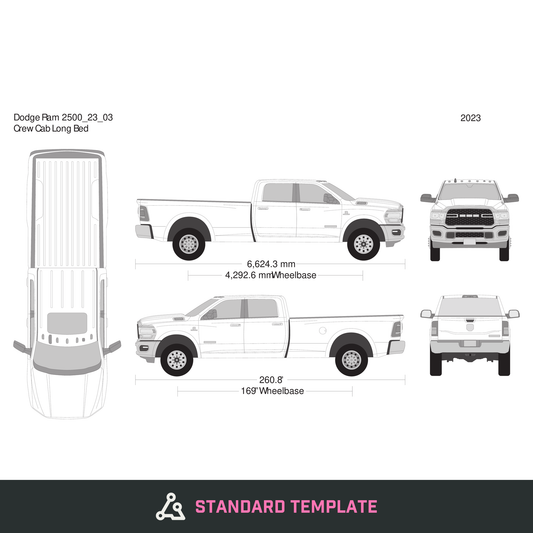 2023 Dodge Ram 2500_3500 vector wrap template V03, Design-Ready PDF - GravBase