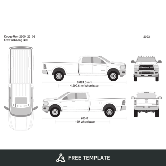 2023 Dodge Ram 2500_3500 free vector vehicle wrap template - GravBase