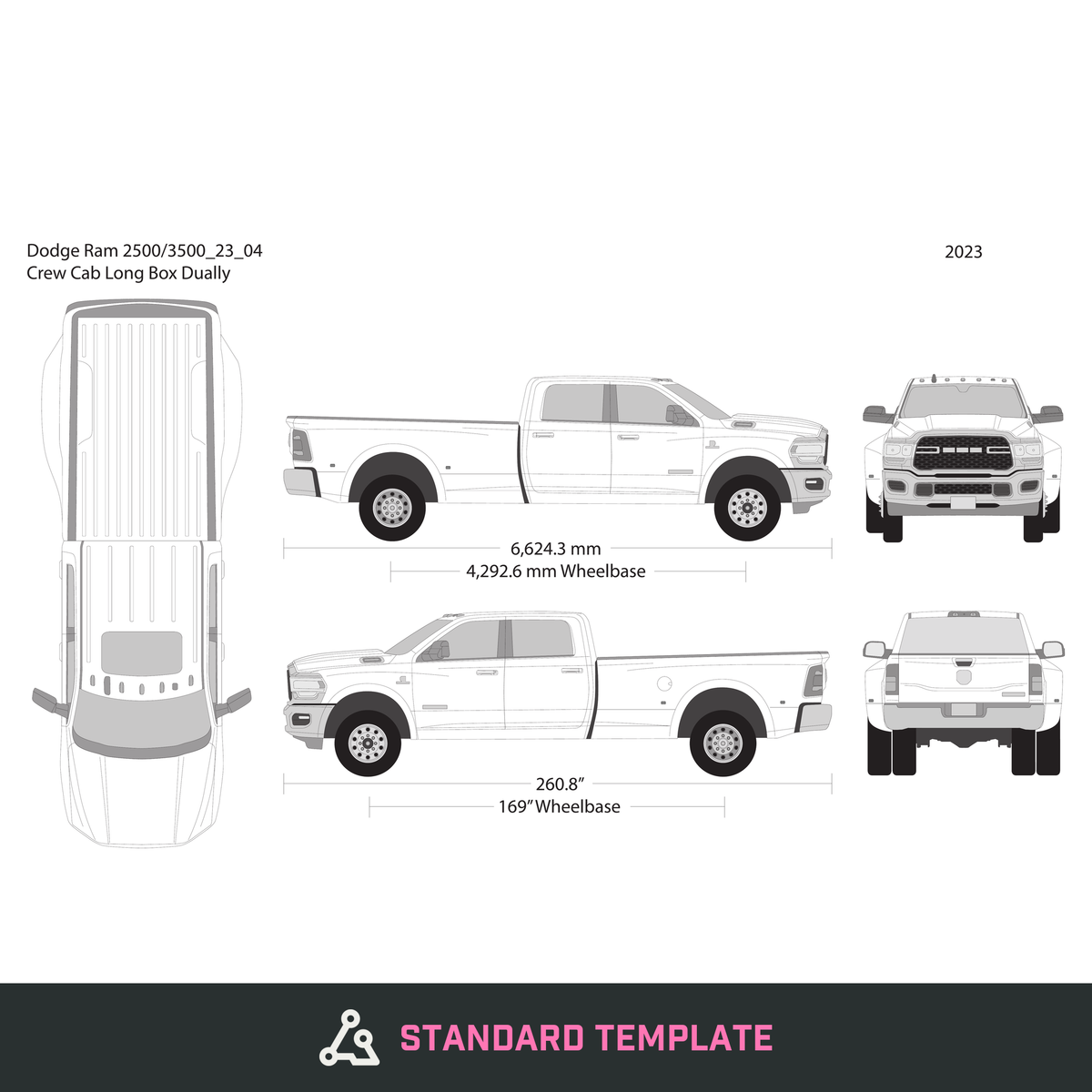 2023 Dodge Ram 2500_3500 vector wrap template V04, Design-Ready PDF - GravBase