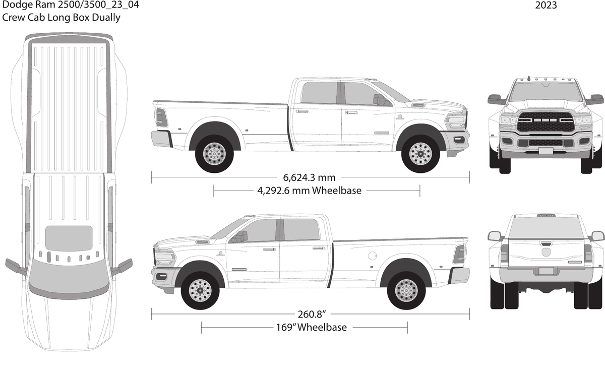 2023 Dodge Ram 2500_3500 vector wrap template V04, Design-Ready PDF - GravBase