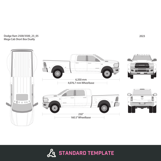 2023 Dodge Ram 2500_3500 vector wrap template V05, Design-Ready PDF - GravBase