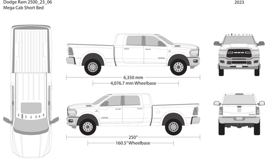 2023 Dodge Ram 2500_3500 vector wrap template V06, Design-Ready PDF - GravBase