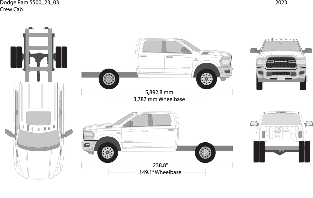 2023 Dodge Ram 5500 V03 Vehicle Wrap Template