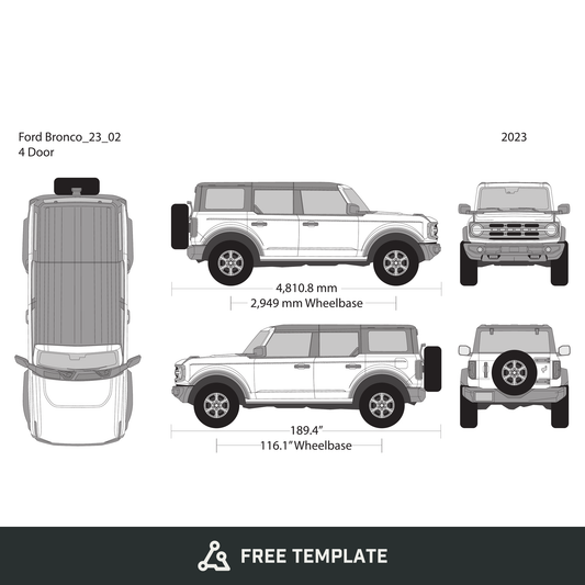 2023 Ford Bronco free vector vehicle wrap template - GravBase