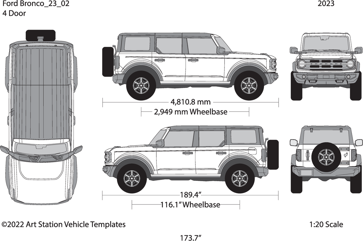 2023 Ford Bronco V02 Vehicle Wrap Template