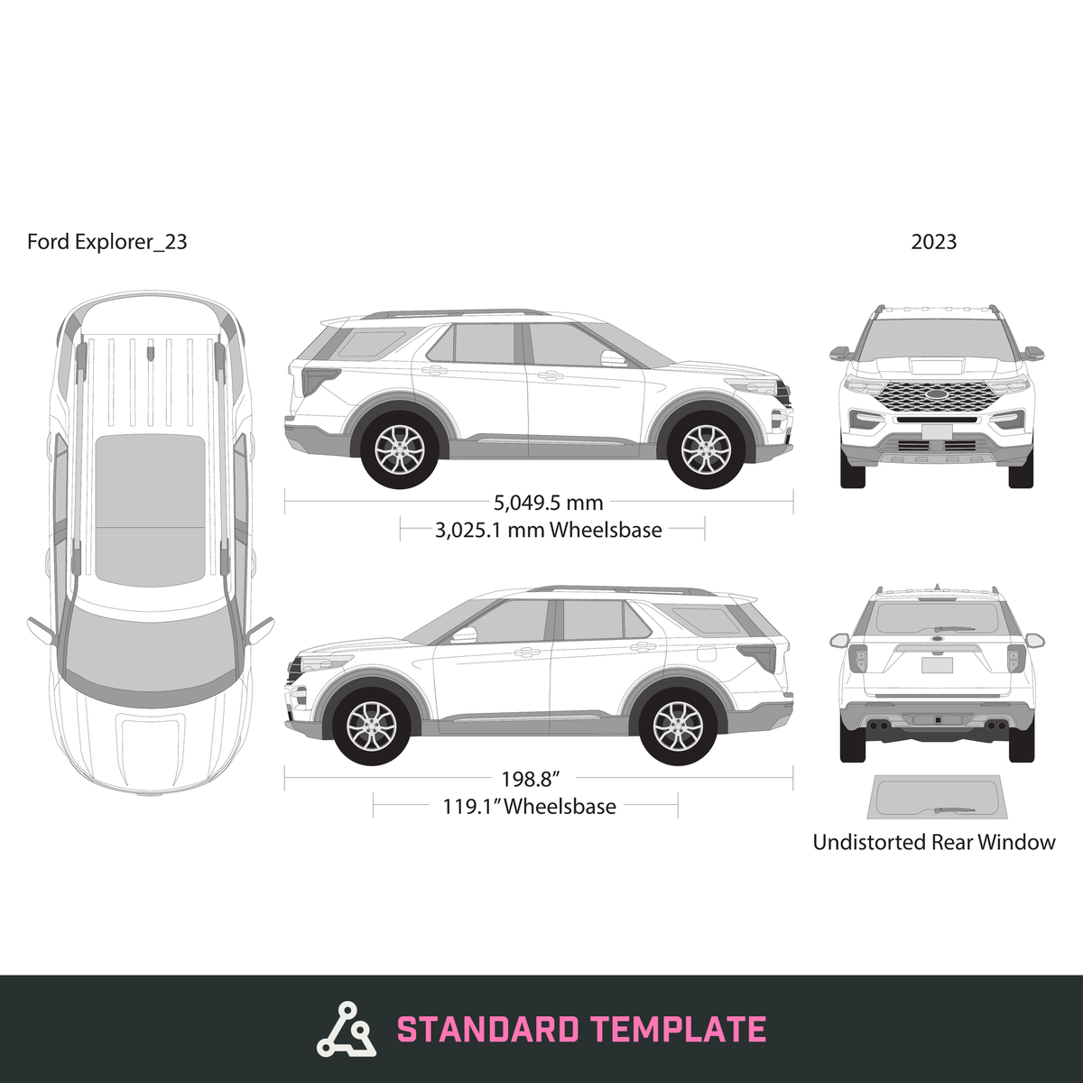 2023 Ford Explorer vector wrap template, Design-Ready PDF - GravBase