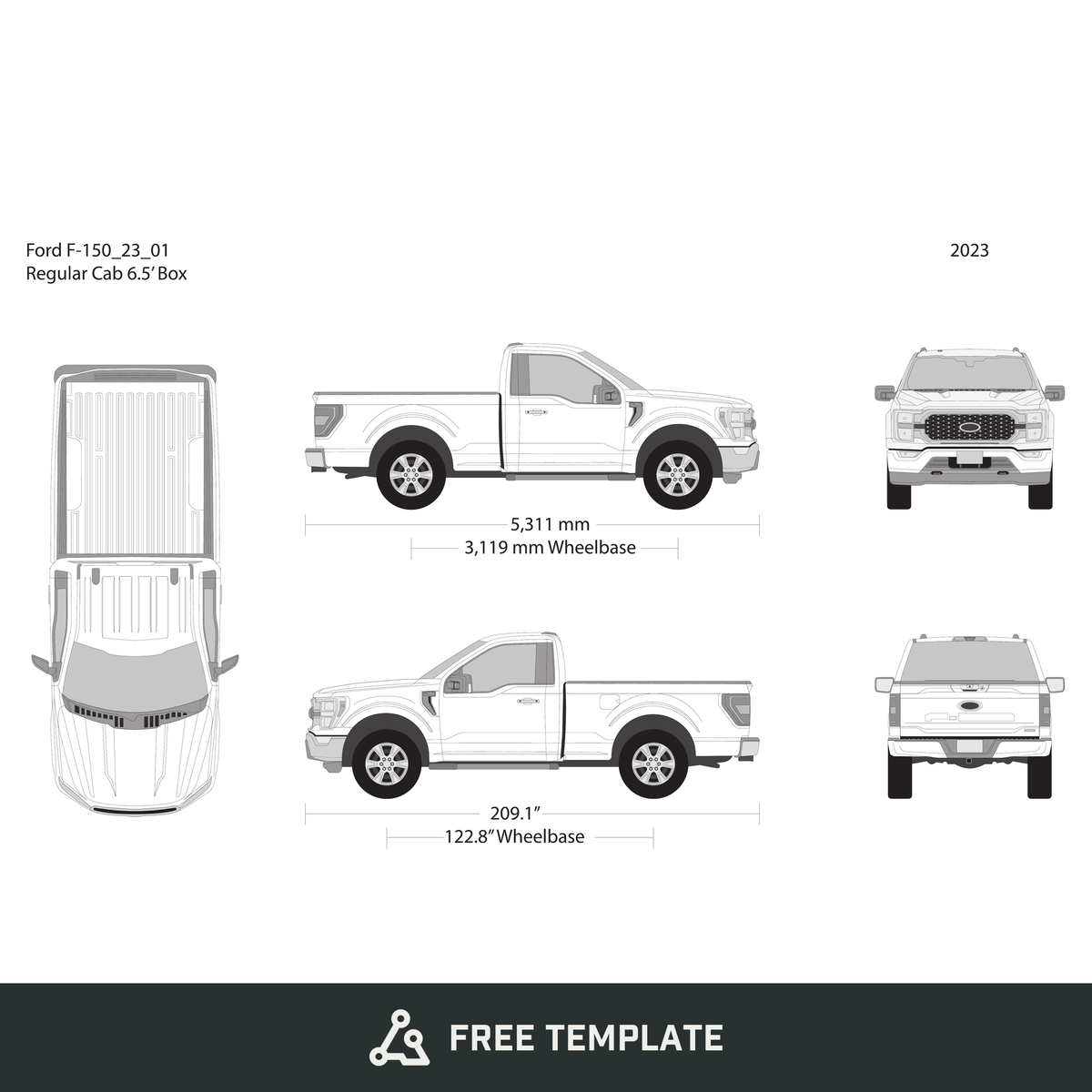 2023 Ford F-150 free vector vehicle wrap template - GravBase