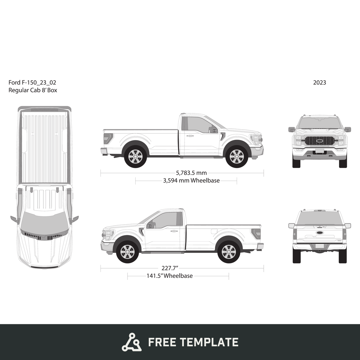 2023 Ford F-150 free vector vehicle wrap template - GravBase